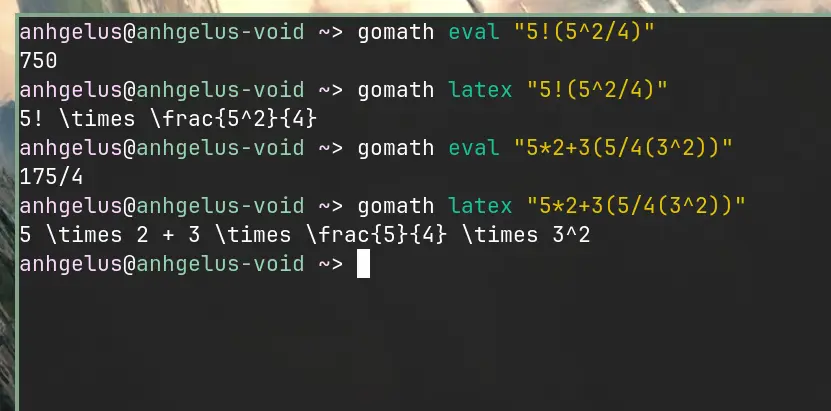 Exemple d'utilisation de GoMath en CLI